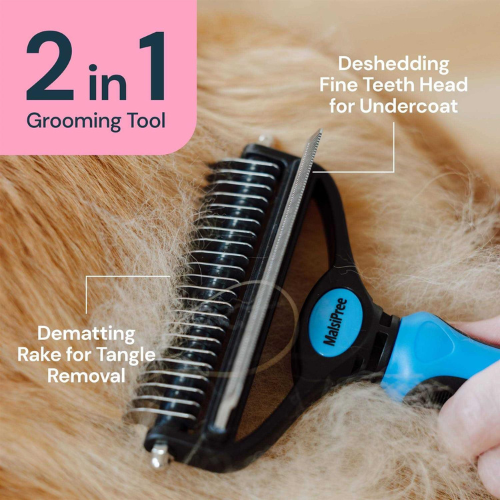 MalsiPree 2-in-1 Undercoat Rake & Deshedding Tool 